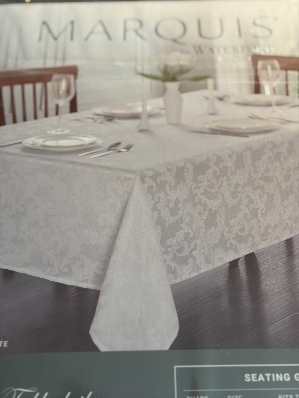 Marquis by Waterford White Revelle Damask  Tablecloth NWT